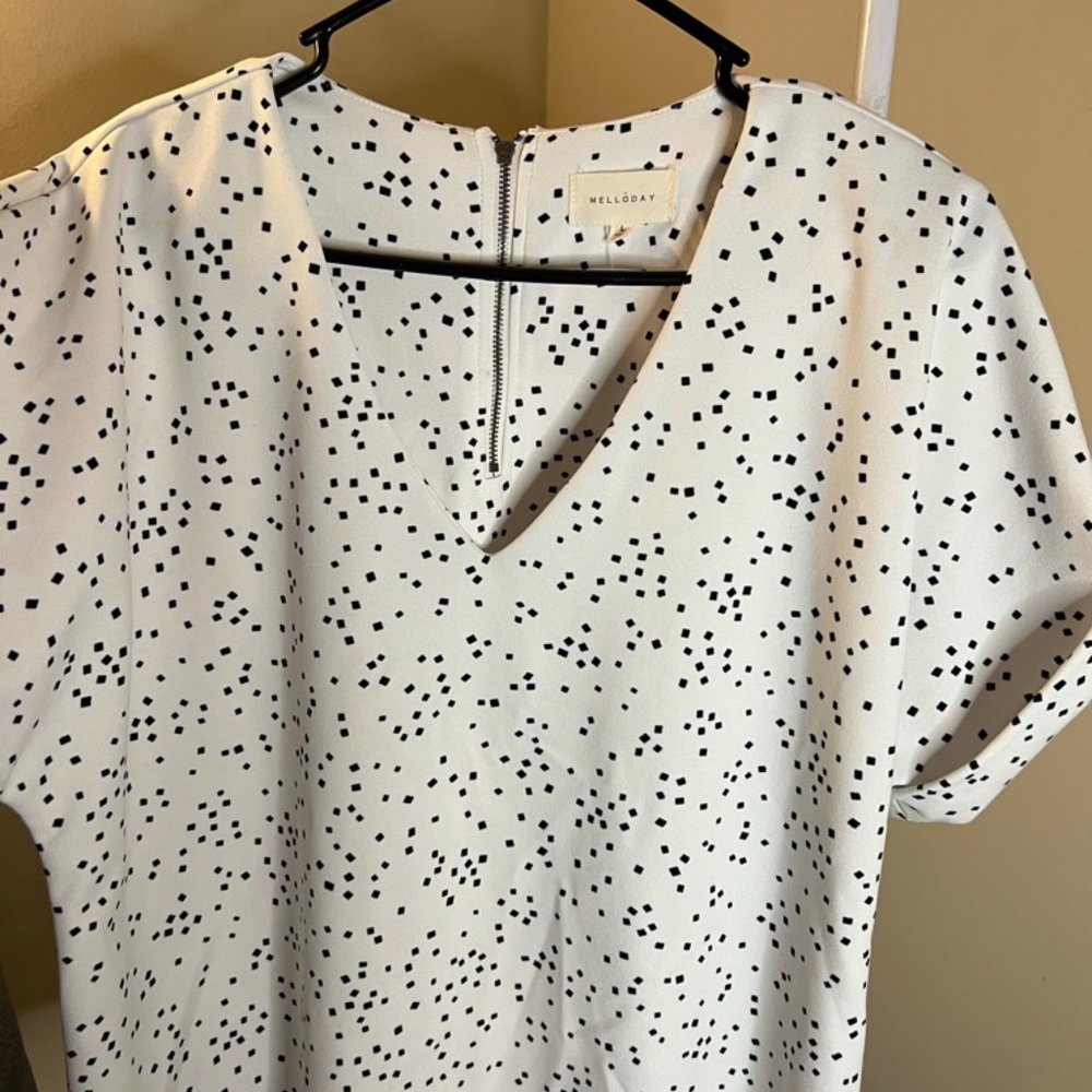 Black White Polka Dot Womens Loose Stretch Blouse